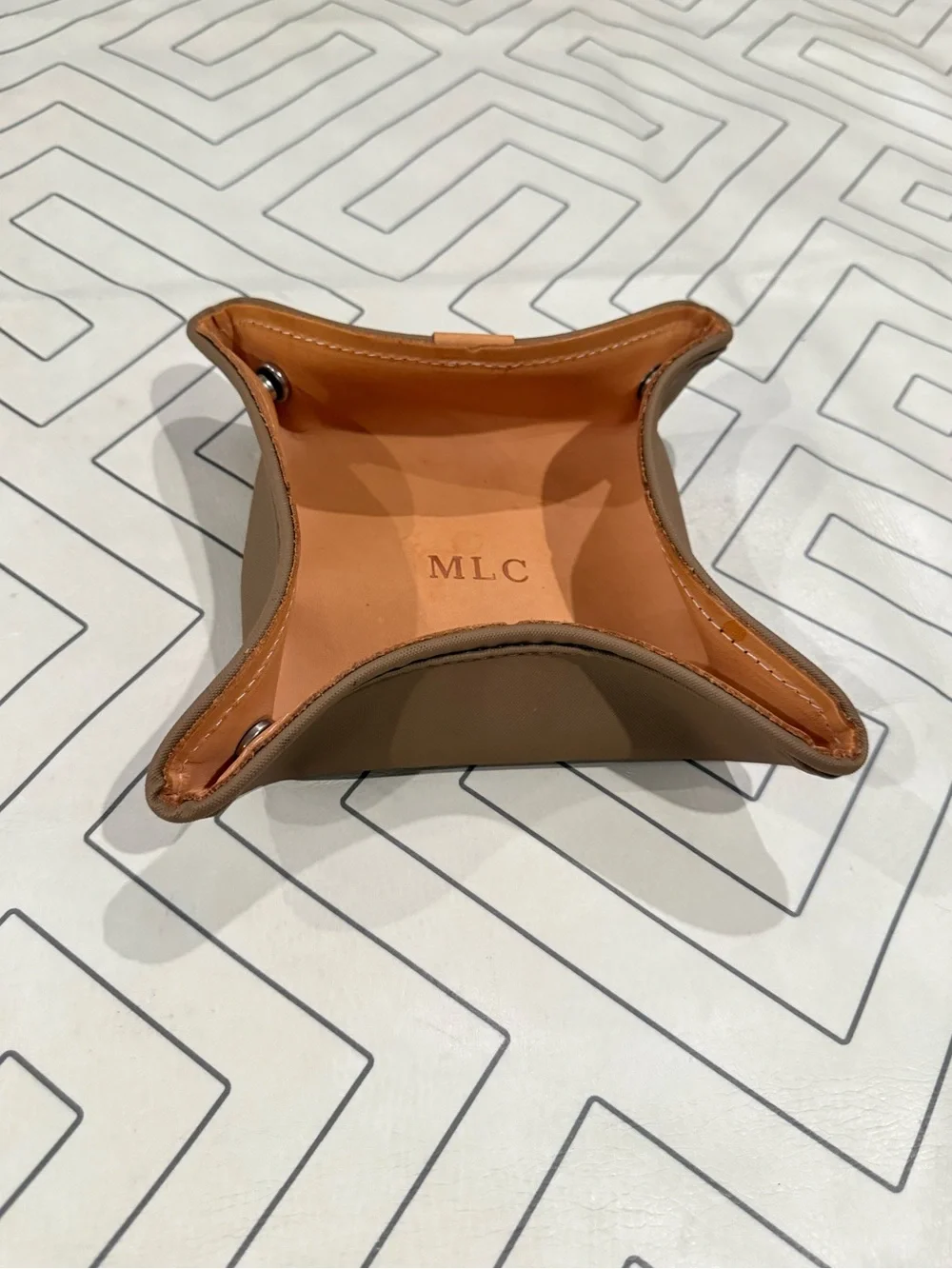 Jon Hart Personalized Brown Leather Valet Tray - Monogram MLC